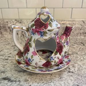 VTG teapot votive candle Victorias Garden